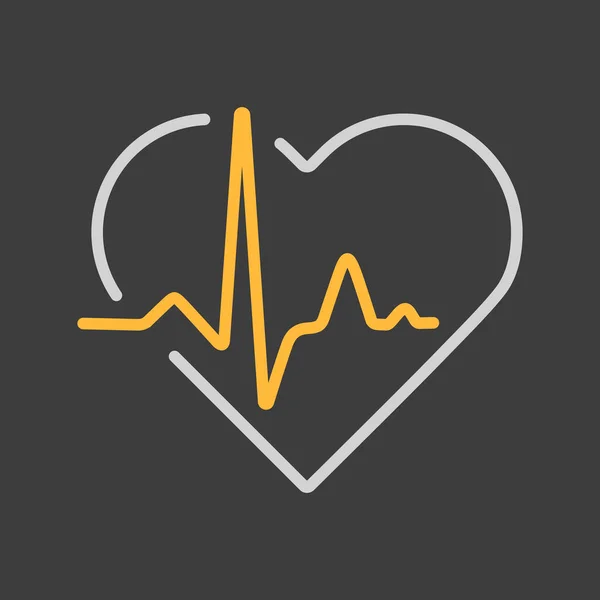 Cardiograma Cardíaco Ícone Vetor Batimento Cardíaco Fundo Escuro Sinal Medicina —  Vetores de Stock