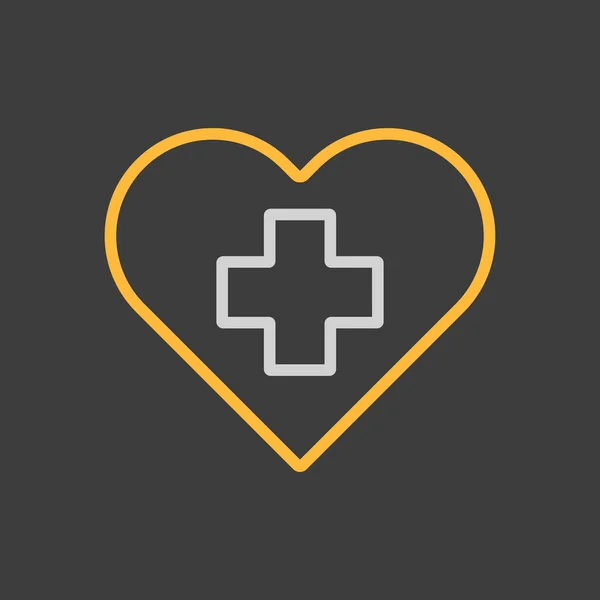 Cruze Dentro Ícone Vetor Cardíaco Fundo Escuro Medicina Cuidados Saúde —  Vetores de Stock