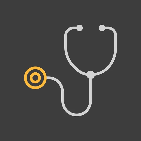Medyczna Ikona Wektora Stetoskopu Ciemnym Tle Medycyna Opieka Zdrowotna Znak — Wektor stockowy