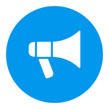 Megafon ya da hoparlör vektörü beyaz sembol. Gösteri, dışavurum, protesto, grev, devrim. Web sitenizin tasarımı için grafik sembolü, logo, uygulama, UI