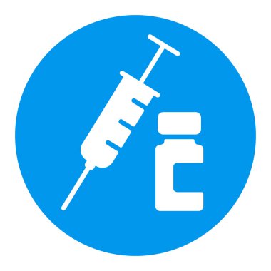 Tıbbi ampul ve şırınga vektörü beyaz glyph simgesi. Tıbbi işaret. Tıbbi web sitesi ve uygulama tasarımı için grafik sembolü, logo, uygulama, UI
