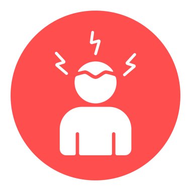 Roman Coronavirus belirtileri, vektör beyaz glyph simgesini baş ağrısı yapar. Tıbbi web sitesi ve uygulama tasarımı için grafik sembolü, logo, uygulama, UI