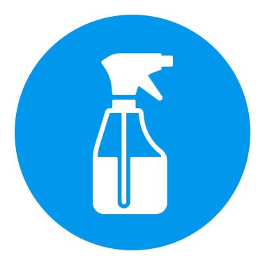 Temizleme sprey şişesi vektör beyaz kabartma simgesi. Coronavirus. Tıbbi web sitesi ve uygulama tasarımı için grafik sembolü, logo, uygulama, UI