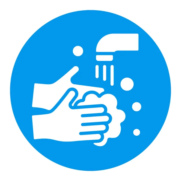 Händewaschen Mit Seife Viren Und Bakterien Vektor Weißen Glyphen Symbol — Stockvektor