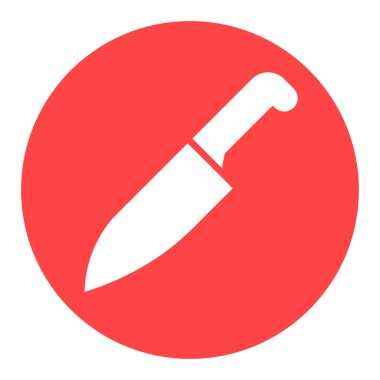 Aşçı bıçağı beyaz kabartma simgesi. Çatal bıçak. Mutfak aletleri. Yemek pişirme web sitesi tasarımı, logo, uygulama, UI için grafik sembolü