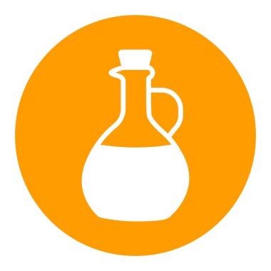 Zeytinyağı, sürahi sürahi, vektör, beyaz sembol. Yemek pişirme web sitesi tasarımı, logo, uygulama, UI için grafik sembolü