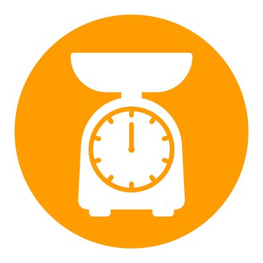 Vektör beyaz kabartma simgesini ölçeklendirir. Mutfak aletleri. Yemek pişirme web sitesi tasarımı, logo, uygulama, UI için grafik sembolü