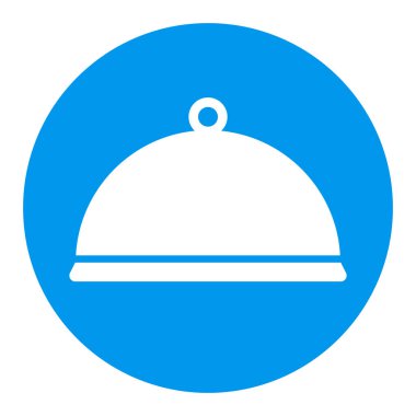 Cloche, yemek tepsisi vektör beyaz sembol. Mutfak aletleri. Yemek pişirme web sitesi tasarımı, logo, uygulama, UI için grafik sembolü