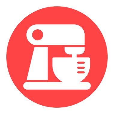 Gıda işlemcisi beyaz kabartma simgesi. Karıştırıyorum. Yemekleri püre yapmak. Elektrikli mutfak aletleri. Yemek pişirme web sitesi tasarımı, logo, uygulama, UI için grafik sembolü