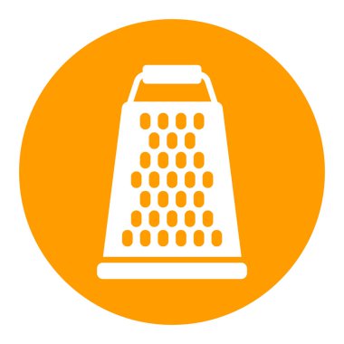 Grater vektör beyaz kabartma simgesi. Mutfak aletleri. Yemek pişirme web sitesi tasarımı, logo, uygulama, UI için grafik sembolü