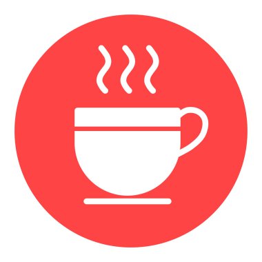 Buhar vektörü beyaz sembollü bir fincan kahve çayı. Mutfak aletleri. Yemek pişirme web sitesi tasarımı, logo, uygulama, UI için grafik sembolü