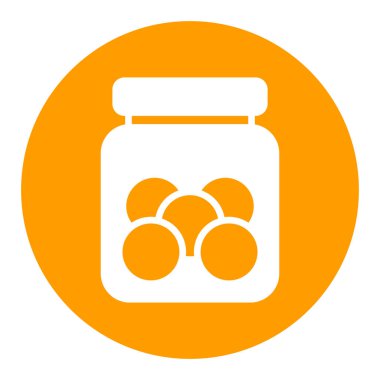 Kurabiye kavanozu vektör beyaz kabartma simgesi. Mutfak aletleri. Yemek pişirme web sitesi tasarımı, logo, uygulama, UI için grafik sembolü