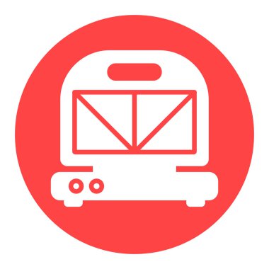 Mutfak sandviç üreticisi vektör beyaz sembol. Elektrikli mutfak aletleri. Yemek pişirme web sitesi tasarımı, logo, uygulama, UI için grafik sembolü