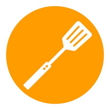 Mutfak spatula vektör beyaz glyph simgesi. Mutfak aletleri. Yemek pişirme web sitesi tasarımı, logo, uygulama, UI için grafik sembolü