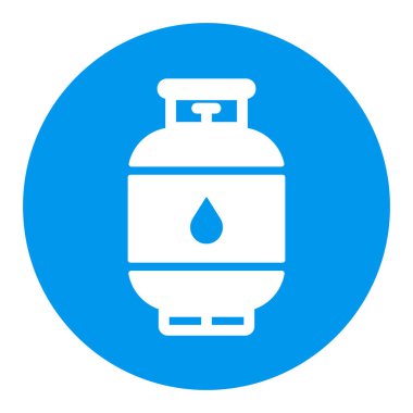 Propan gazı silindir vektör beyaz glyph simgesi. Barbekü ve bbq ızgara tabelası. Yemek pişirme web sitesi ve uygulama tasarımı, logo, uygulama, UI için grafik sembolü