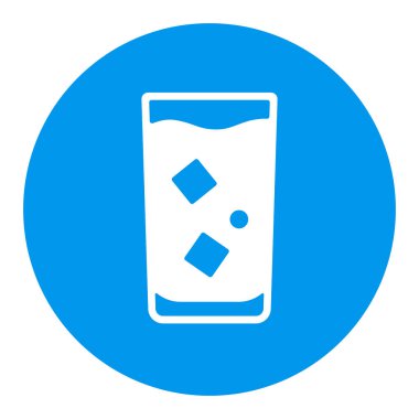 Buz vektörü beyaz glifli bir bardak su. Yemek pişirme web sitesi ve uygulama tasarımı, logo, uygulama, UI için grafik sembolü