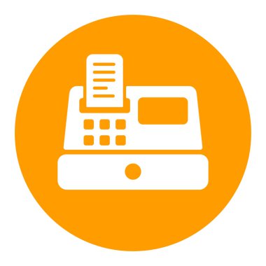 Para makinesi beyaz simge simgesi. E-ticaret tabelası. Web sitenizin tasarımı için grafik sembolü, logo, uygulama, UI. Vektör illüstrasyonu, EPS10.