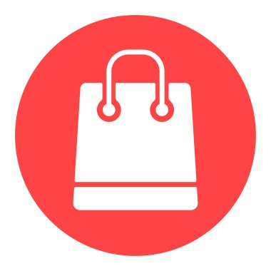 Alışveriş torbası beyaz sembol. E-ticaret tabelası. Web sitenizin tasarımı için grafik sembolü, logo, uygulama, UI. Vektör illüstrasyonu, EPS10.