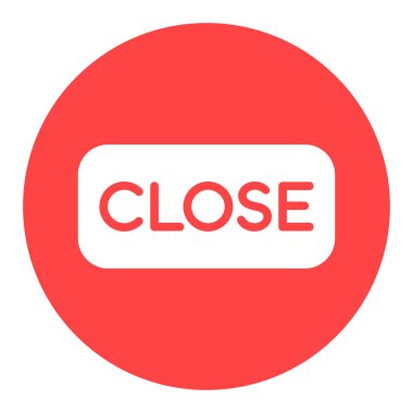 Kapalı işaret beyaz kabartma simgesi. E-ticaret tabelası. Web sitenizin tasarımı için grafik sembolü, logo, uygulama, UI. Vektör illüstrasyonu, EPS10.