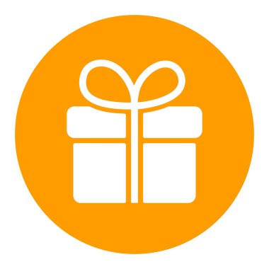 Hediye vektörü beyaz kabartma simgesi. E-ticaret tabelası. Web sitenizin tasarımı için grafik sembolü, logo, uygulama, UI. Vektör illüstrasyonu, EPS10.