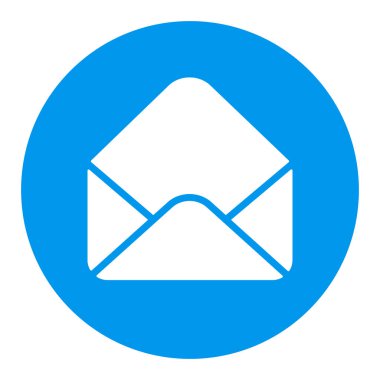 Zarf vektör beyaz simgesini aç. E-ticaret tabelası. Web sitenizin tasarımı için grafik sembolü, logo, uygulama, UI. Vektör illüstrasyonu, EPS10.