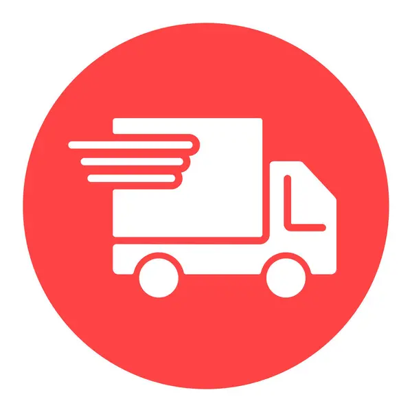 Fast Shipping Delivery Truck Vector Flat White Glyph Icon Commerce - Stok Vektor