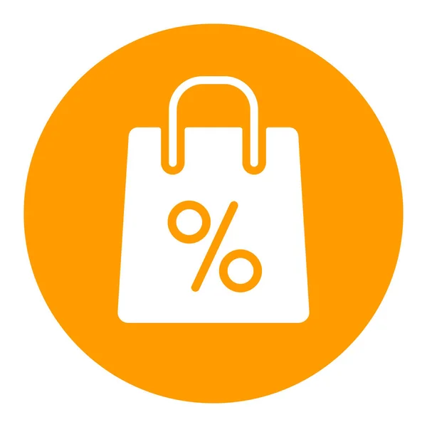 Shopping Bag Percent Symbol Vector White Glyph Icon Commerce Sign — Vettoriale Stock