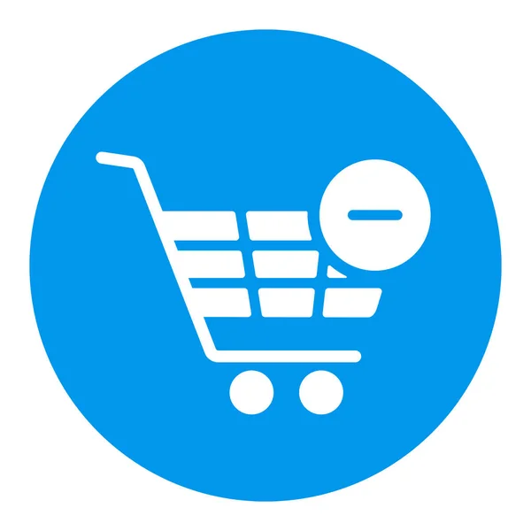 Shopping Cart White Glyph Icon Remove Cart Commerce Sign Graph — Wektor stockowy