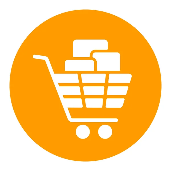 Shopping Cart Boxes White Glyph Icon Commerce Sign Graph Symbol — Vettoriale Stock