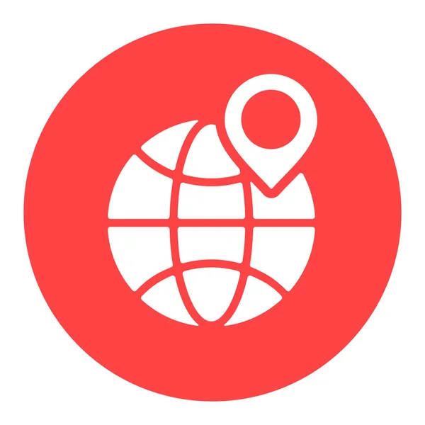 地球の惑星とその上の位置のマーカーは白いグリフアイコンです 国際配送 電子商取引の記号 ウェブサイトのデザイン アプリ Uiのグラフシンボル — ストックベクタ