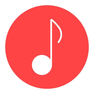 Müzik notası düz vektör beyaz kabartma simgesi. Müzik ve ses web sitesi için grafik sembolü ve uygulama tasarımı, logo, uygulama, UI