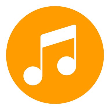 Müzik notası düz vektör beyaz kabartma simgesi. Müzik ve ses web sitesi için grafik sembolü ve uygulama tasarımı, logo, uygulama, UI