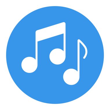 Müzik notaları, şarkı, melodi veya düz vektör beyaz sembol. Müzik ve ses web sitesi için grafik sembolü ve uygulama tasarımı, logo, uygulama, UI