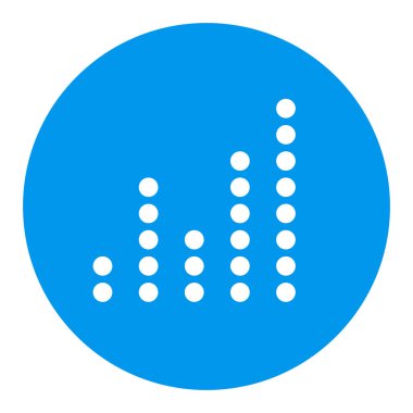 Ekolayzır, nokta vektörü beyaz glyph simgesiyle frekans. Ses sinyali. Müzik işareti. Müzik ve ses web sitesi için grafik sembolü ve uygulama tasarımı, logo, uygulama, UI