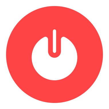 Güç düğmesi vektörü düz beyaz kabartma simgesi. Müzik ve ses web sitesi için grafik sembolü ve uygulama tasarımı, logo, uygulama, UI