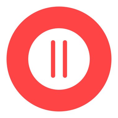 Düz beyaz sembol vektör simgesini durdur. Müzik ve ses web sitesi için grafik sembolü ve uygulama tasarımı, logo, uygulama, UI