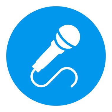 Mikrofon vektörü düz beyaz kabartma simgesi. Müzik işareti. Müzik ve ses web sitesi için grafik sembolü ve uygulama tasarımı, logo, uygulama, UI