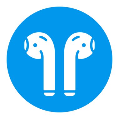 Hava podları kablosuz kulaklıklar vektör beyaz glyph simgesi. Müzik işareti. Müzik ve ses web sitesi için grafik sembolü ve uygulama tasarımı, logo, uygulama, UI