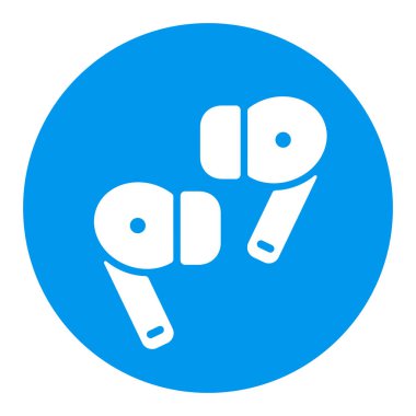 Bir çift kablosuz kulaklık vektör beyaz sembol. Müzik ve ses web sitesi için grafik sembolü ve uygulama tasarımı, logo, uygulama, UI