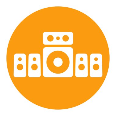 5.1 surround ses sistemi vektör beyaz glyph simgesi. Müzik ve ses web sitesi için grafik sembolü ve uygulama tasarımı, logo, uygulama, UI