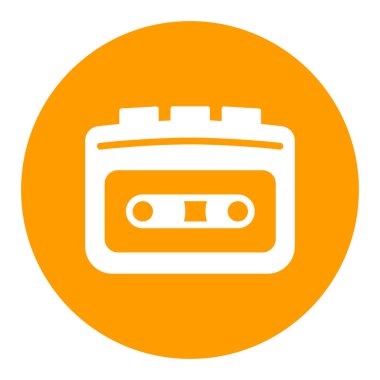 Kasetçalar vektör düz beyaz sembol. Müzik işareti. Müzik ve ses web sitesi için grafik sembolü ve uygulama tasarımı, logo, uygulama, UI