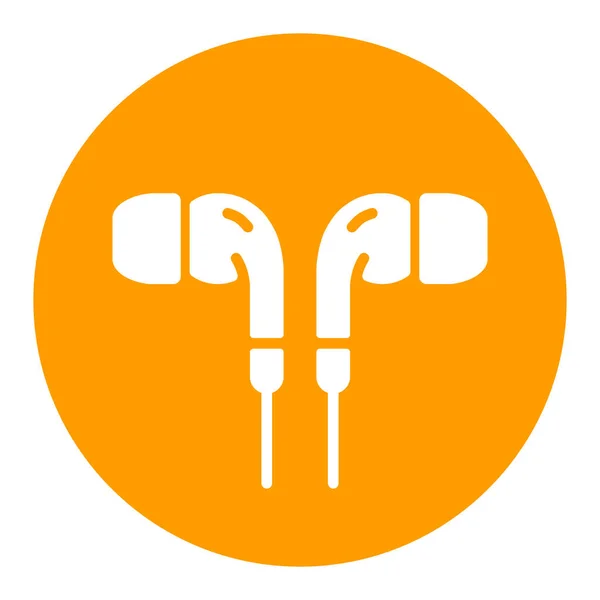 Вушні Навушники Вектор Плоский Білий Гліф Значок Музичний Знак Символ — стоковий вектор