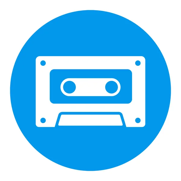 Audio Cassette Vector Wit Glyph Pictogram Muziekbord Grafiek Symbool Voor — Stockvector