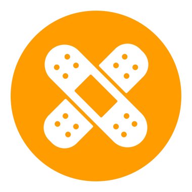 Yapışkan alçı vektör beyaz kabartma simgesi. İlaç ve sağlık sigortası, tıbbi destek işareti. Tıbbi web sitesi ve uygulama tasarımı için grafik sembolü, logo, uygulama, UI