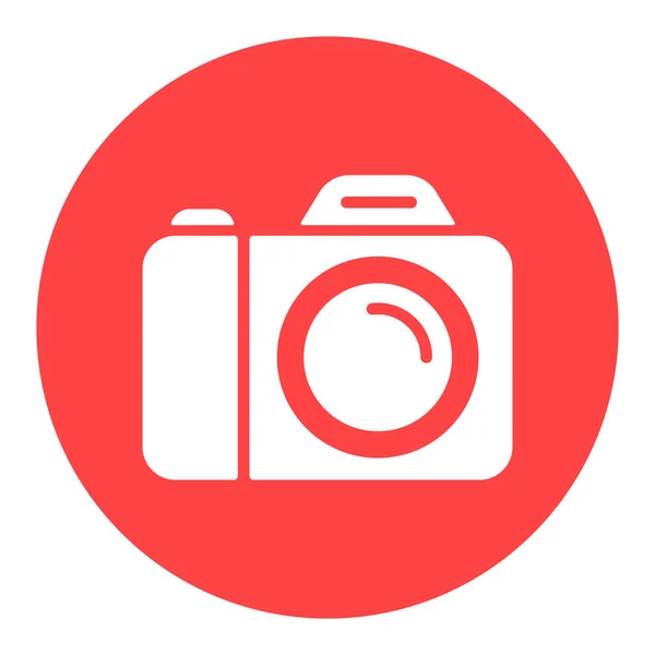 Камера Вектор Білий Гліф Значок Кемпінг Пішохідний Знак Символ Графіку — стоковий вектор