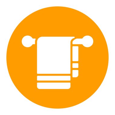 Kanca vektör beyaz sembol havlusu. Otel tabelası. Seyahat ve turizm web sitesi ve uygulama tasarımı, logo, uygulama, UI için grafik sembolü