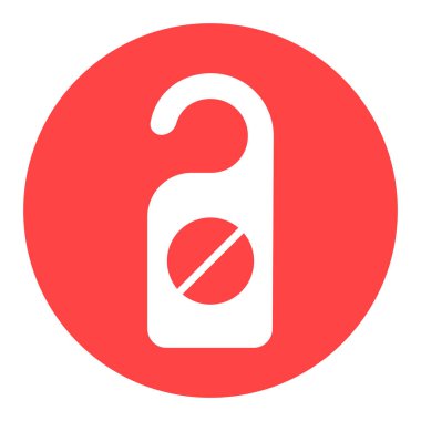 İşaret sembolü beyaz kabartma simgesini bozmayın. Kırmızı otel kapısı uyarı mesajları. Seyahat ve turizm web sitesi ve uygulama tasarımı, logo, uygulama, UI için grafik sembolü