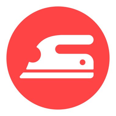 Buhar demiri düz vektör beyaz kabartma simgesi. Ev elektriği web sitesi ve uygulama tasarımı, logo, uygulama, UI için grafik sembolü