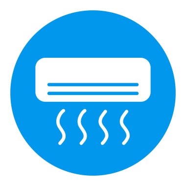 Bölünmüş sistem kliması düz vektör beyaz kabartma simgesi. Ev elektriği web sitesi ve uygulama tasarımı, logo, uygulama, UI için grafik sembolü