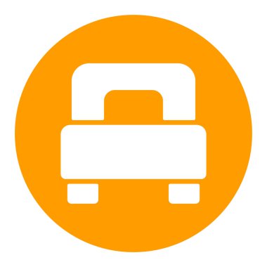 Tek yataklı düz vektör beyaz sembol. Seyahat ve turizm web sitesi ve uygulama tasarımı, logo, uygulama, UI için grafik sembolü